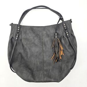 Gussacci Large Vegan Leather Gray Tote Bag